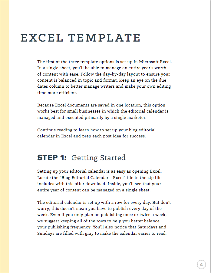 blog editorial calendar excel template instructions
